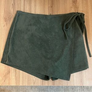 green suede skort